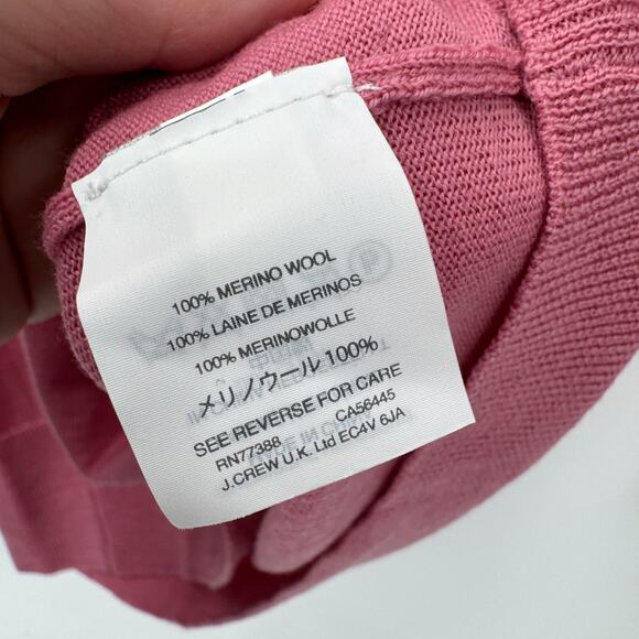 J Crew Sweater Womens XS Pink Merino Wool Knit Pullover 3/4 Sleeve Preppy NEW - Picture 6 of 9